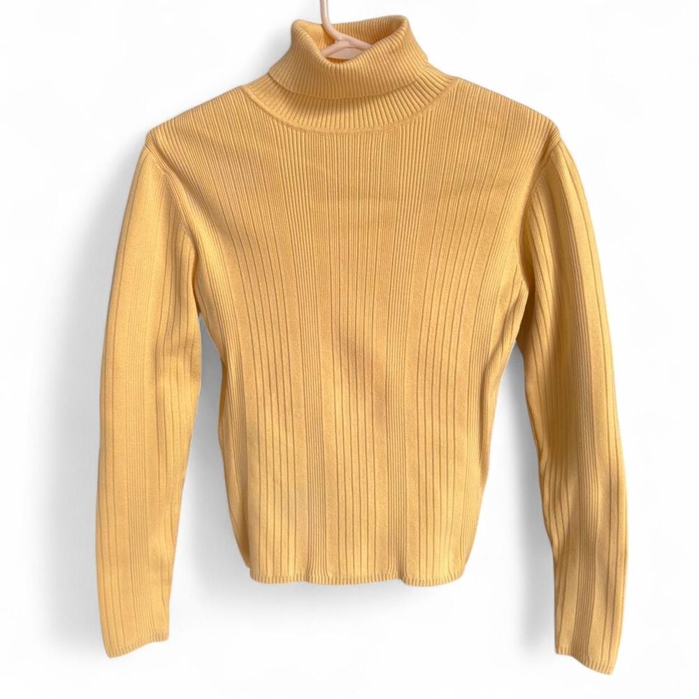 Talbots yellow ribbed turtleneck sweater Size S
